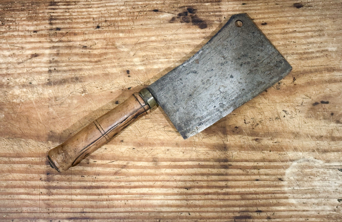 Antique French Cleaver (Light Brown Handle)