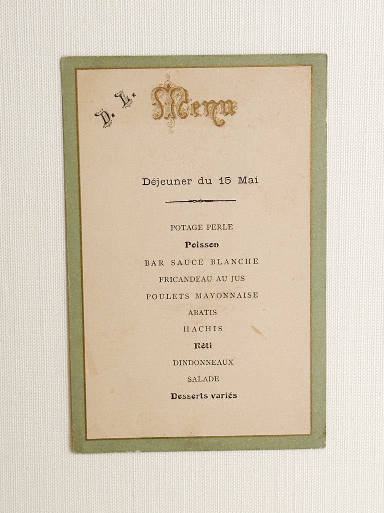 Antique French menu from 1910