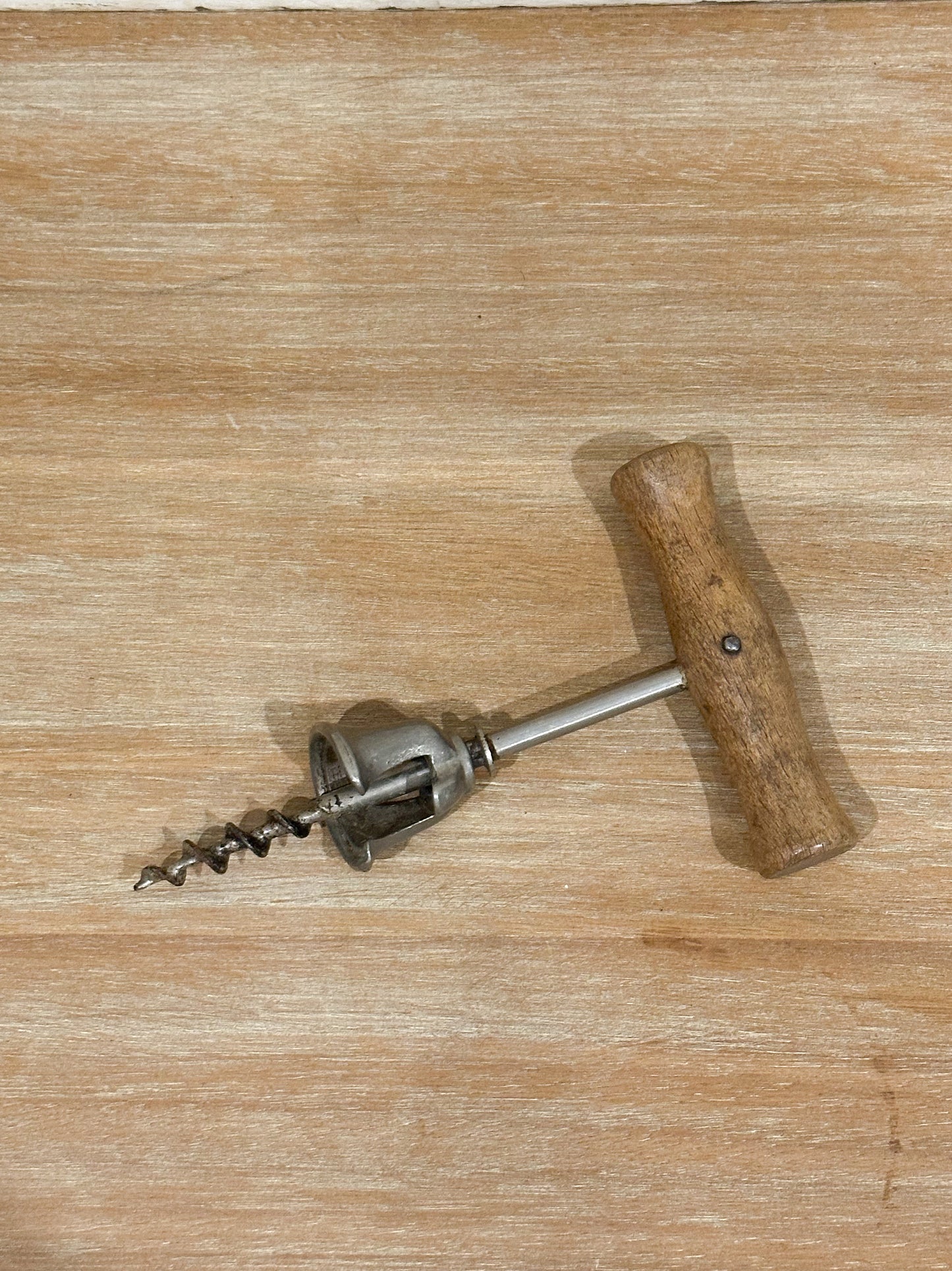 French Vintage Wine corkscrew with wood handle