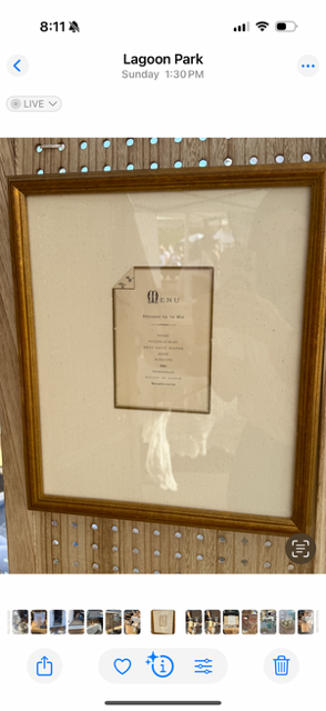 Beautiful vintage gold frame with Antique French Lunch Menu (May 14th)