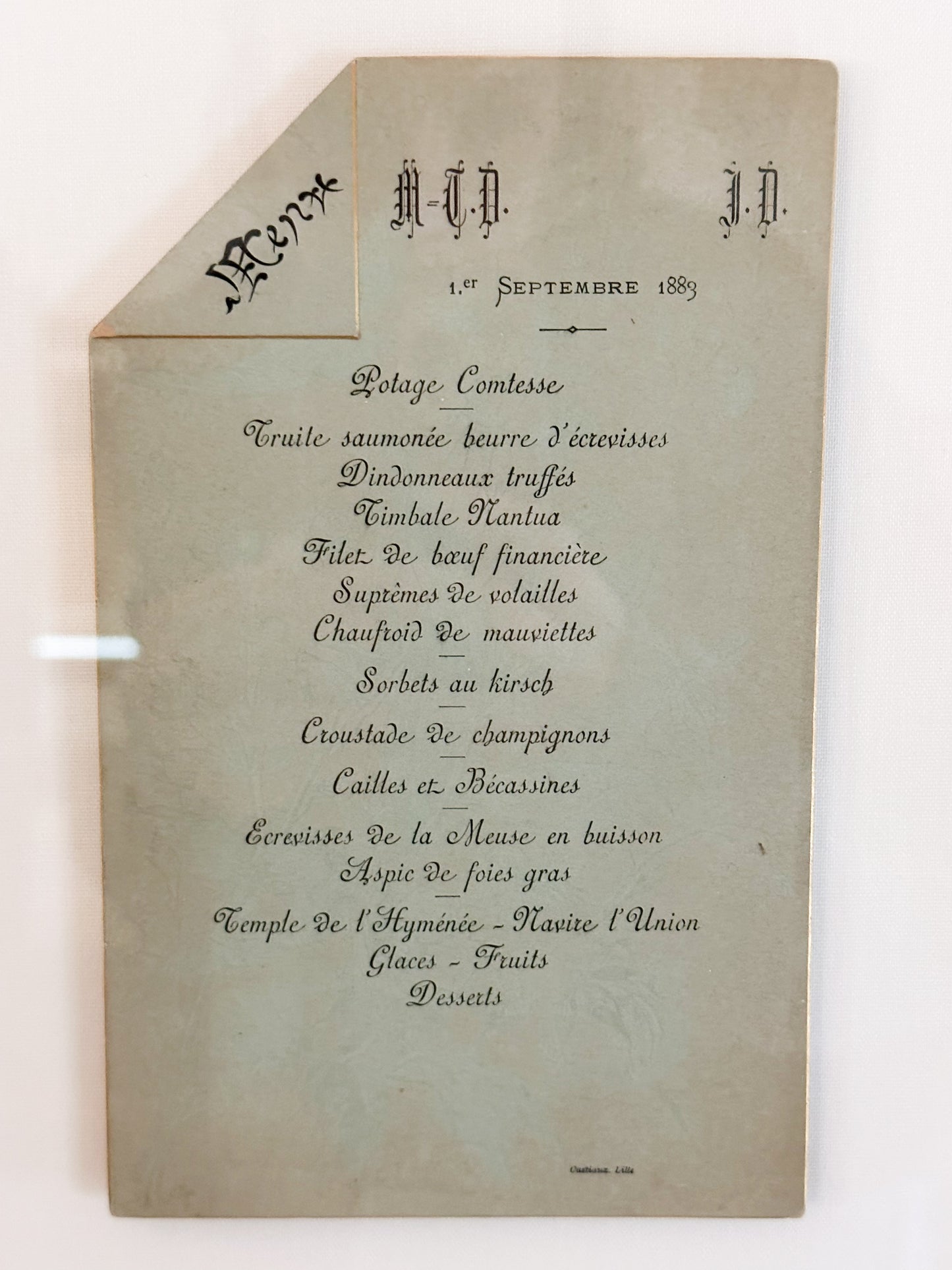 Antique French Menu from 1883