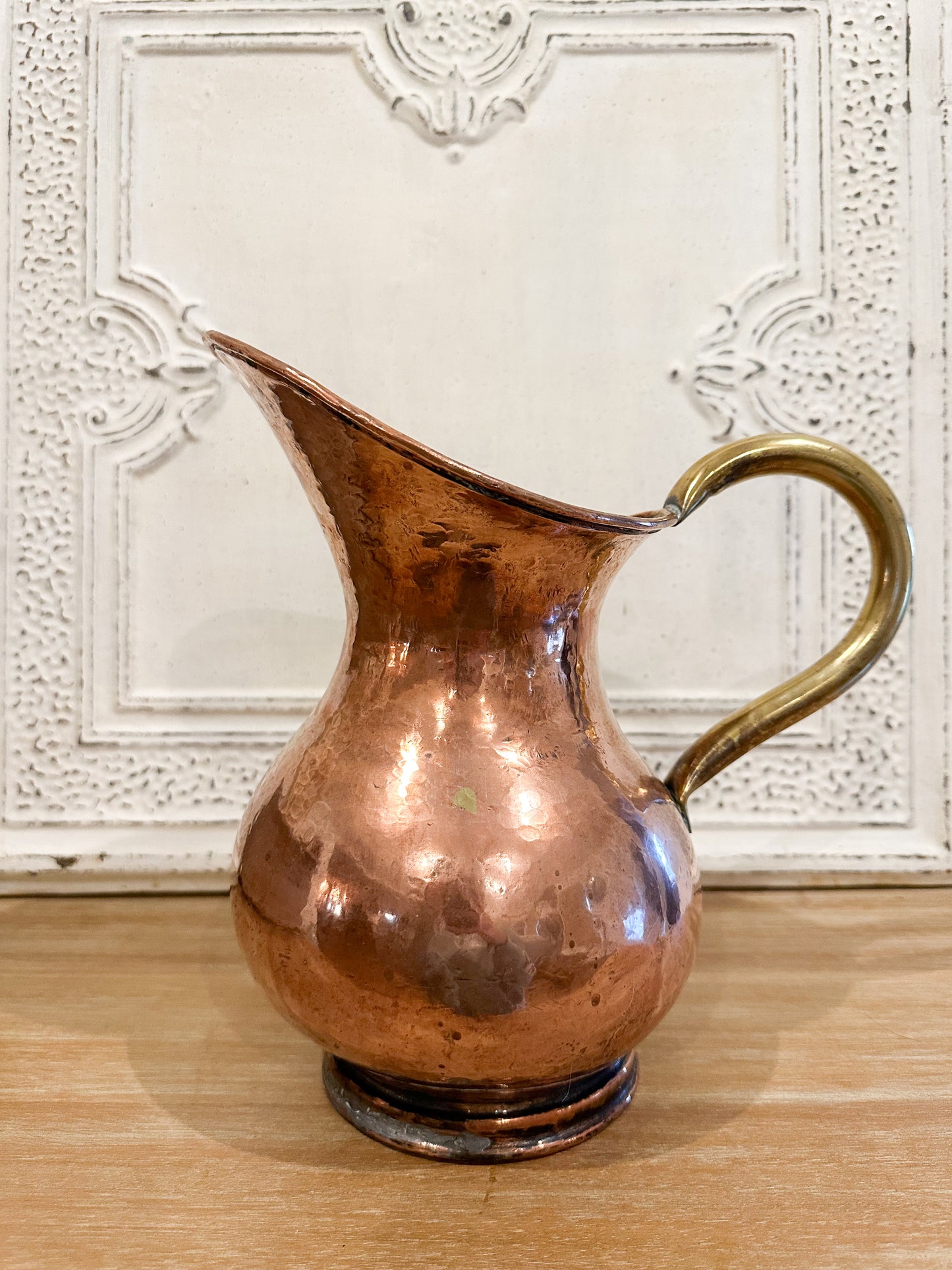 Antique Copper Pitcher with Brass handle