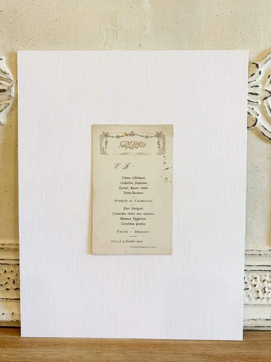 Antique French menu from 1922