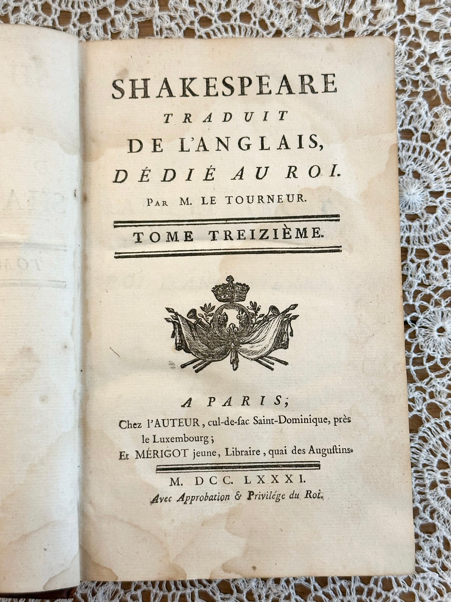 Antique French Shakespeare Books from 1700s