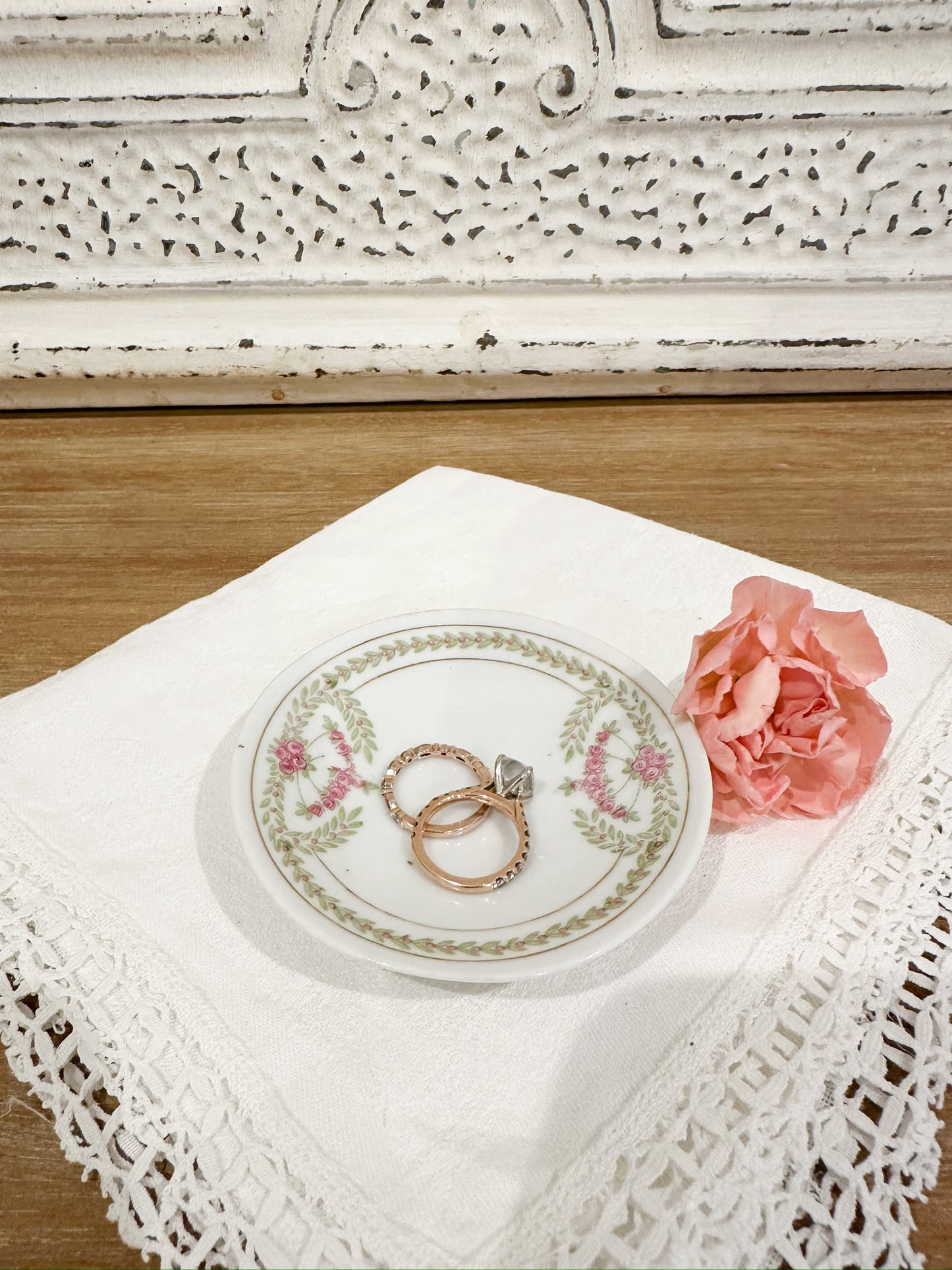 Vintage floral ring dish