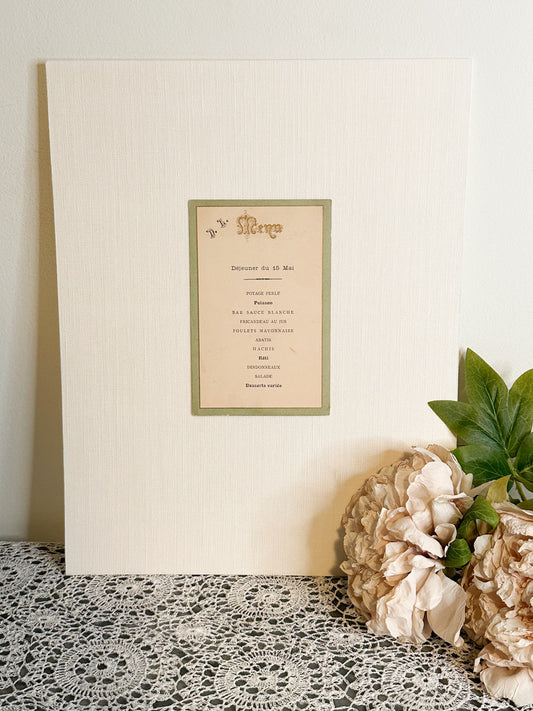 Antique French menu from 1910