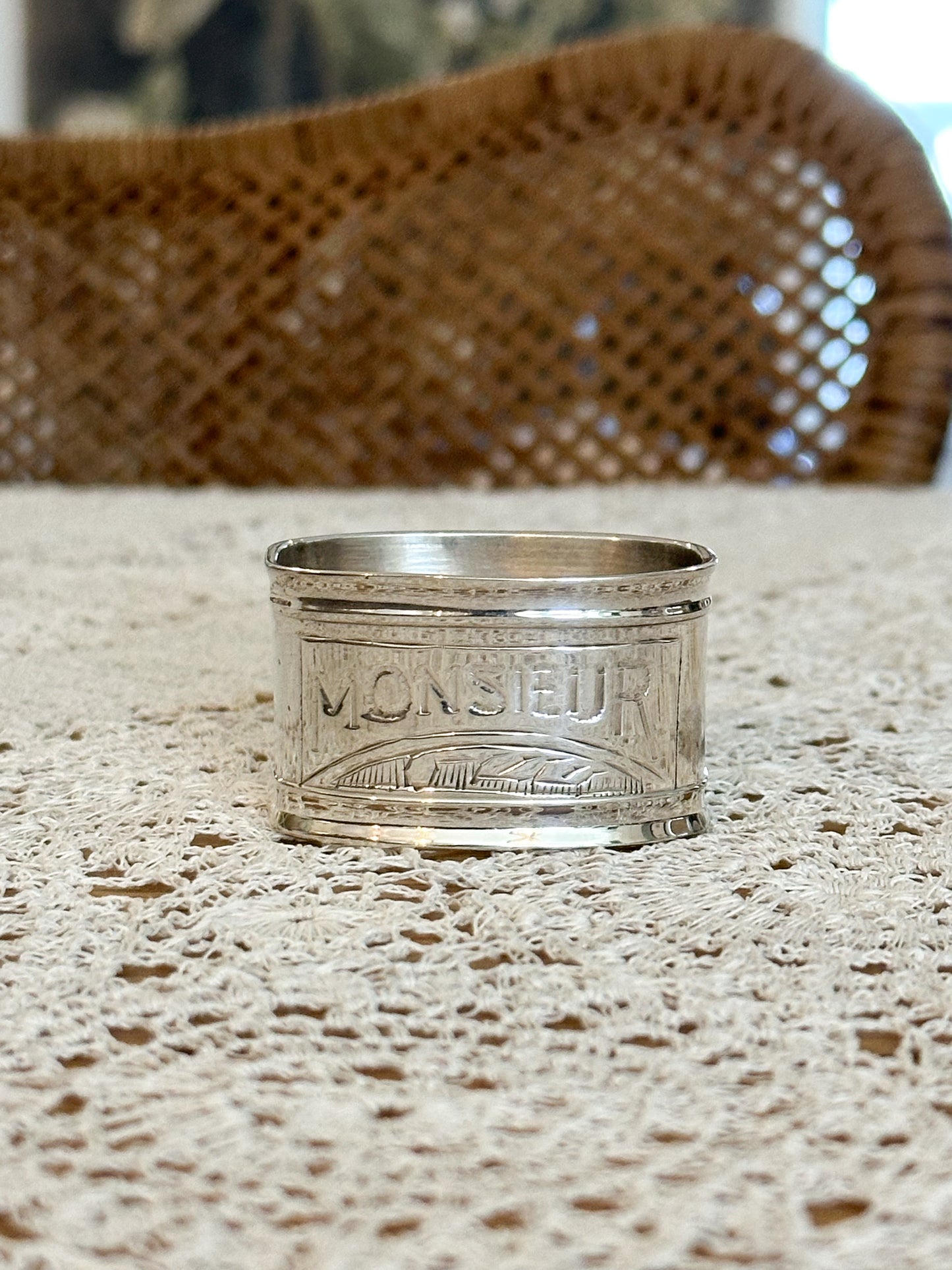 Vintage "Madame & Monsieur" Napkin Ring Set