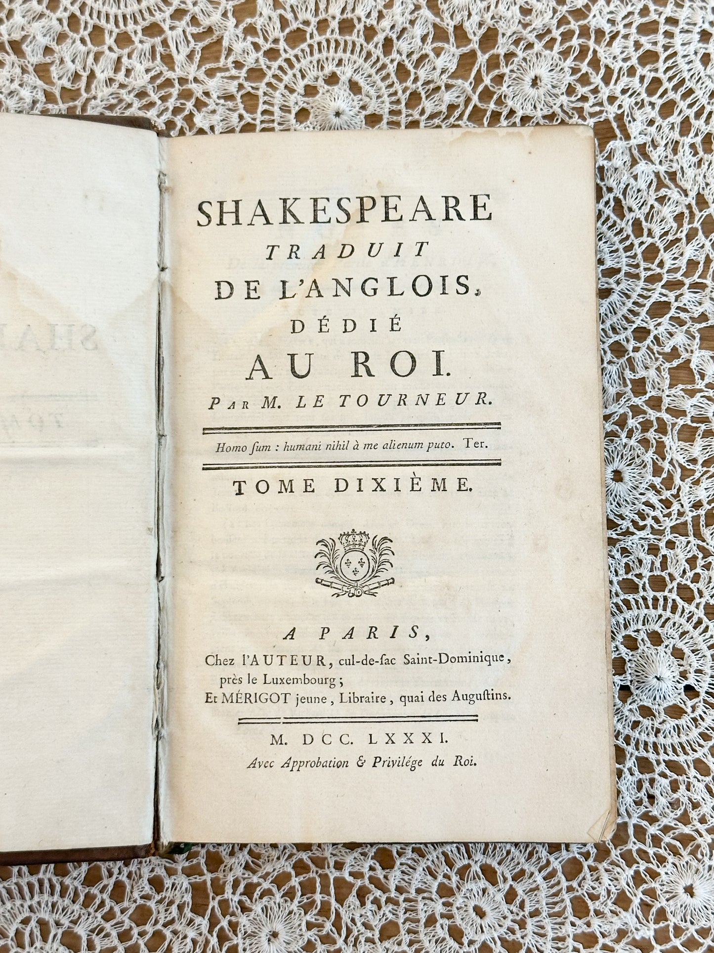 Antique French Shakespeare Books from 1700s