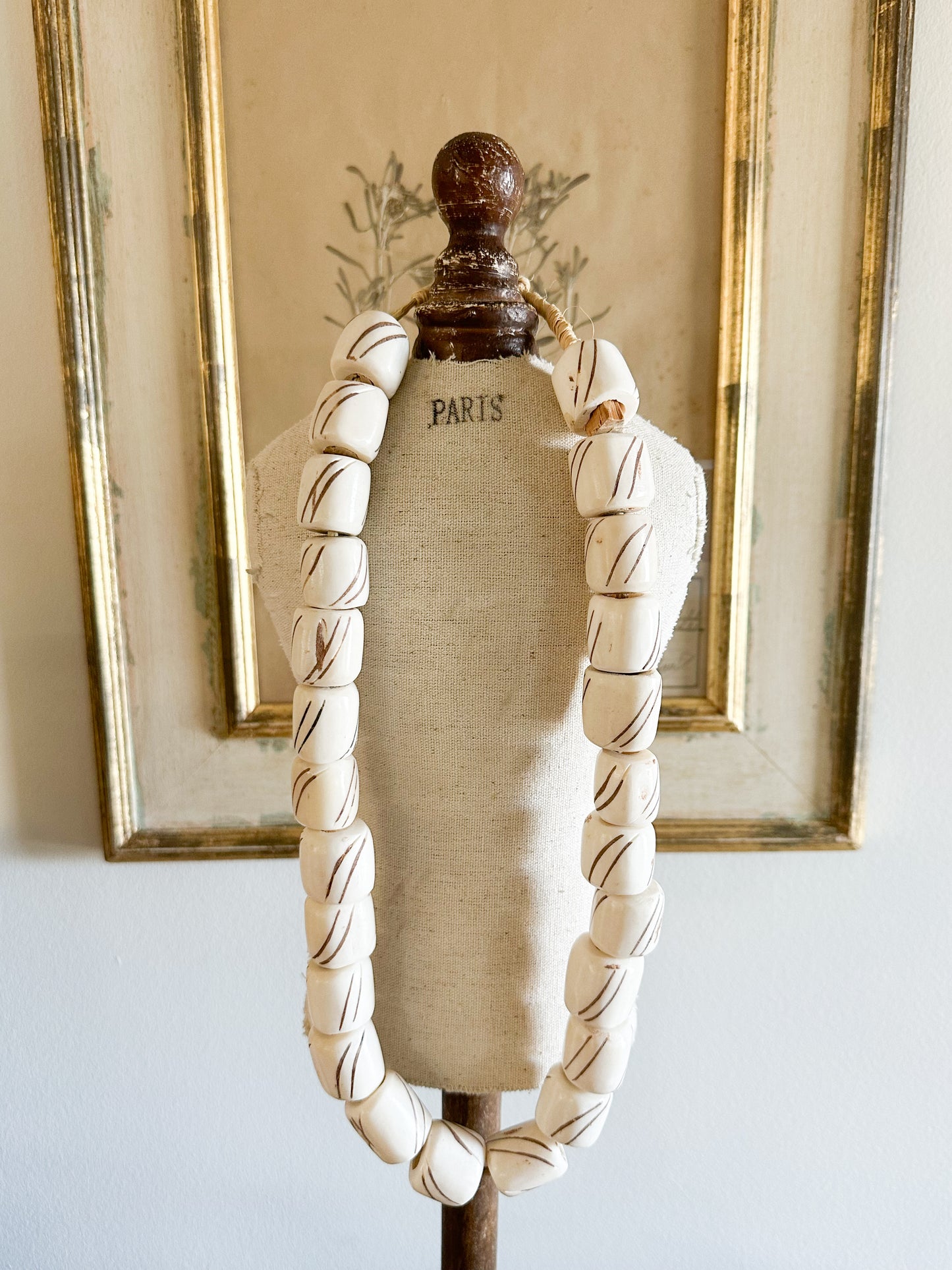 African Decorative Strand of Beads (Taupe Design)