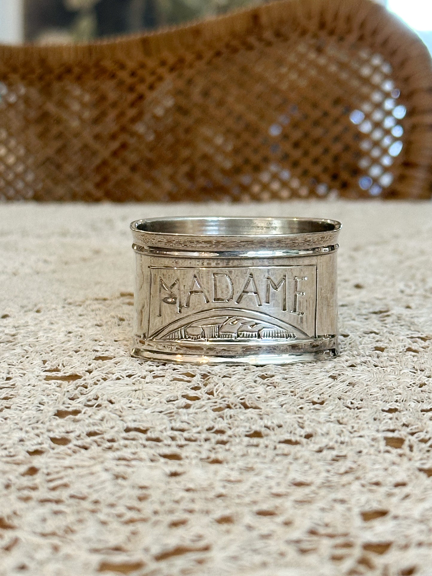 Vintage "Madame & Monsieur" Napkin Ring Set
