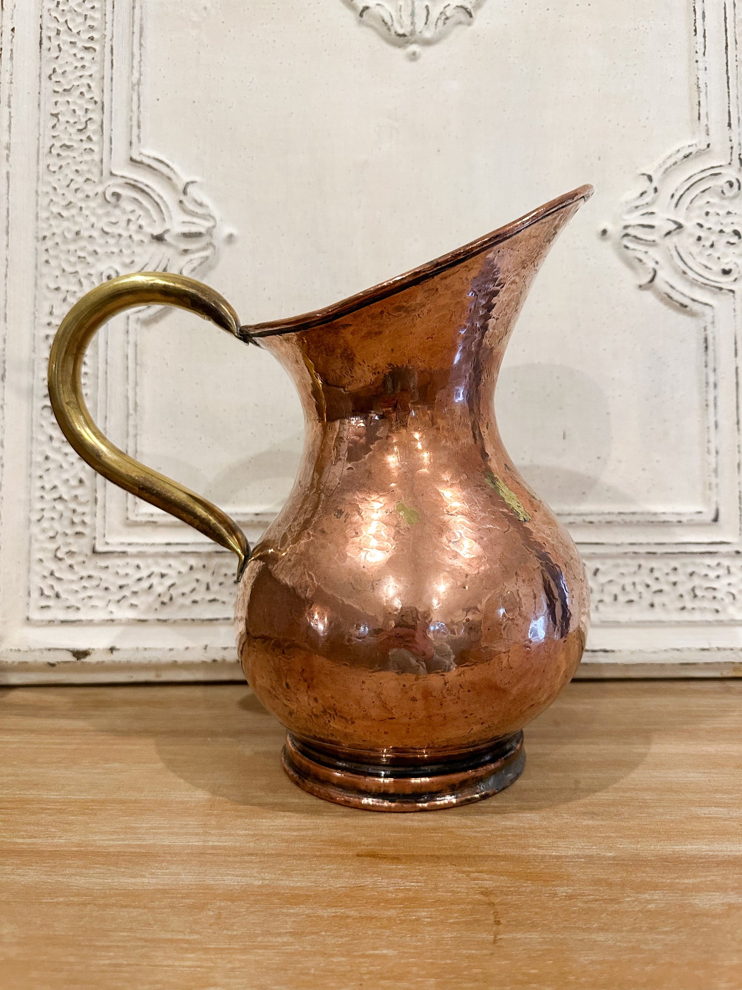 Antique Copper Pitcher with Brass handle