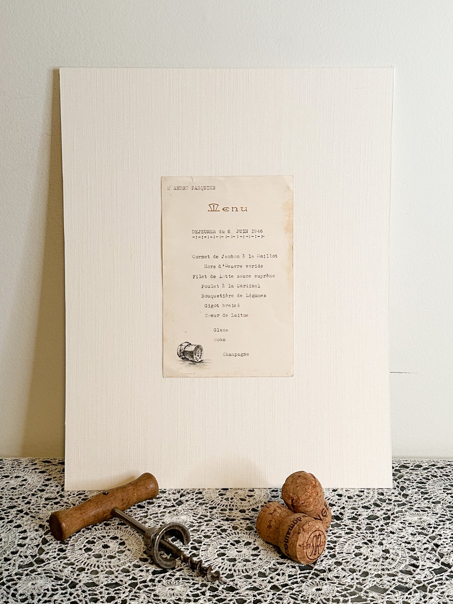 Vintage French menu from 1946