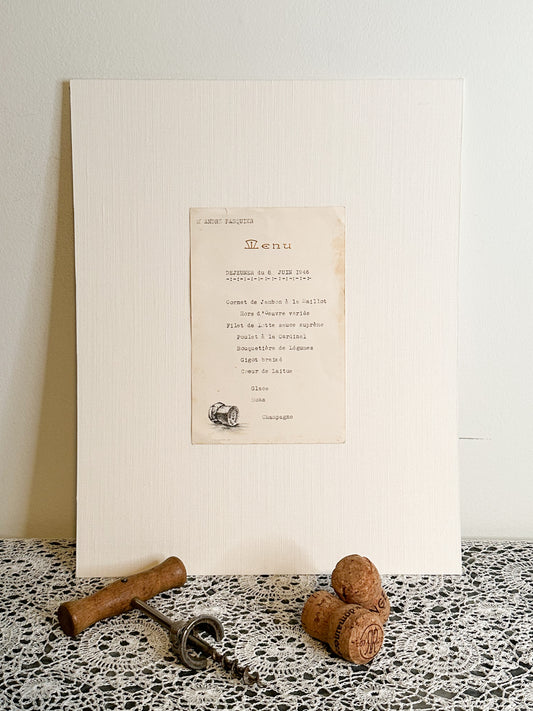 Vintage French menu from 1946