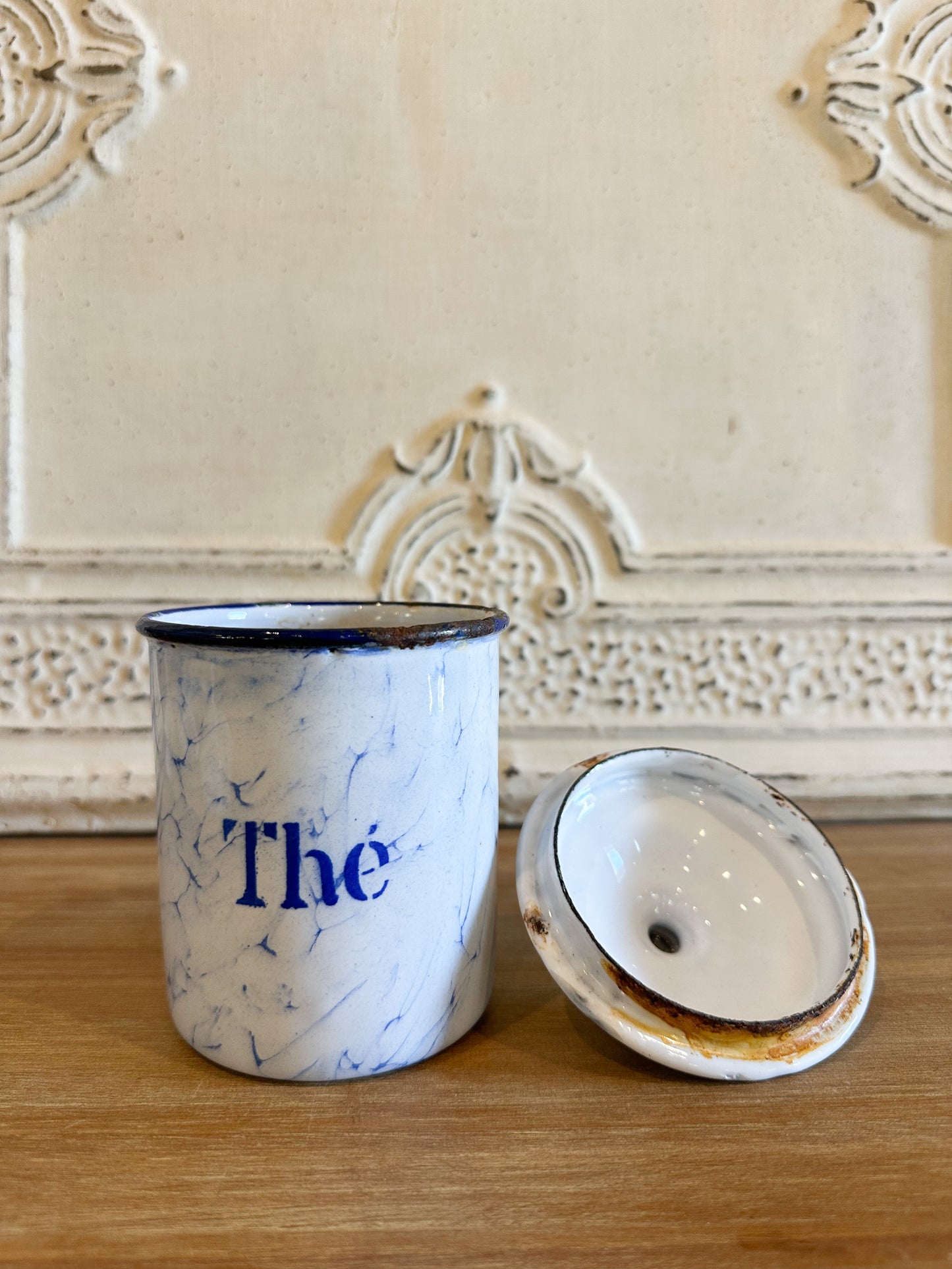 French enamel kitchen canisters (Set of 6)