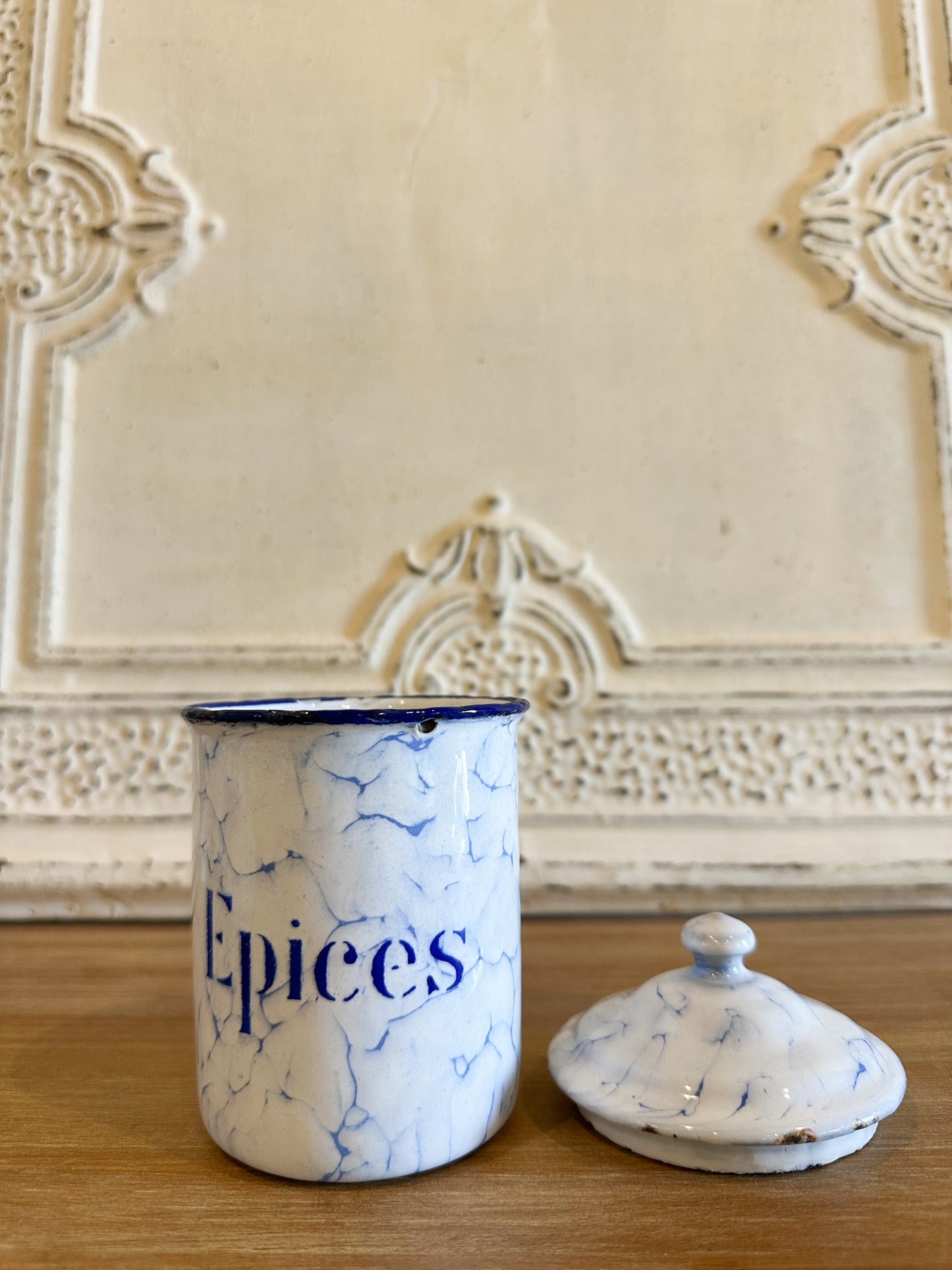 French enamel kitchen canisters (Set of 6)