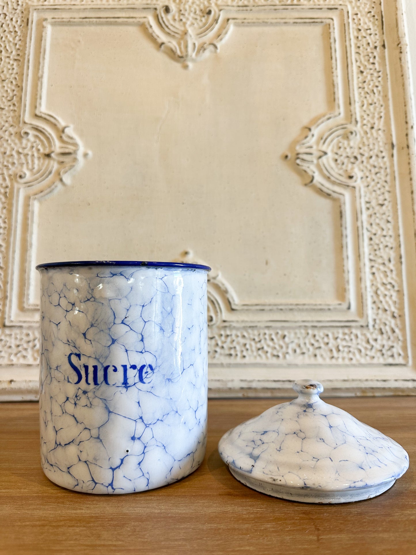 French enamel kitchen canisters (Set of 6)