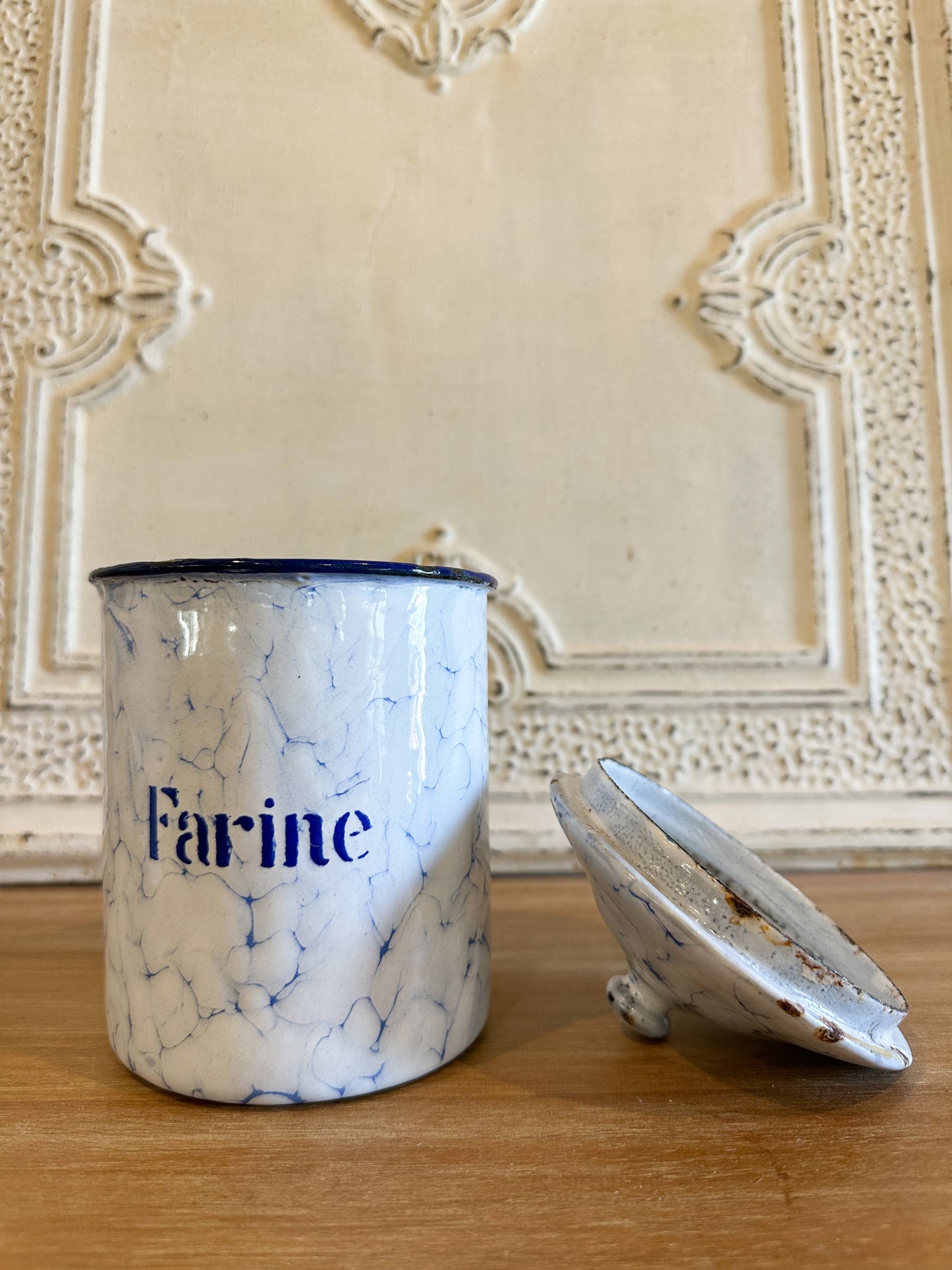 French enamel kitchen canisters (Set of 6)